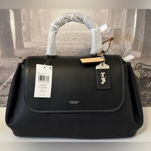 NWT Coach Slouchy Rogue Top Handle Bag Glovetanned Leather Black Silver CCC39